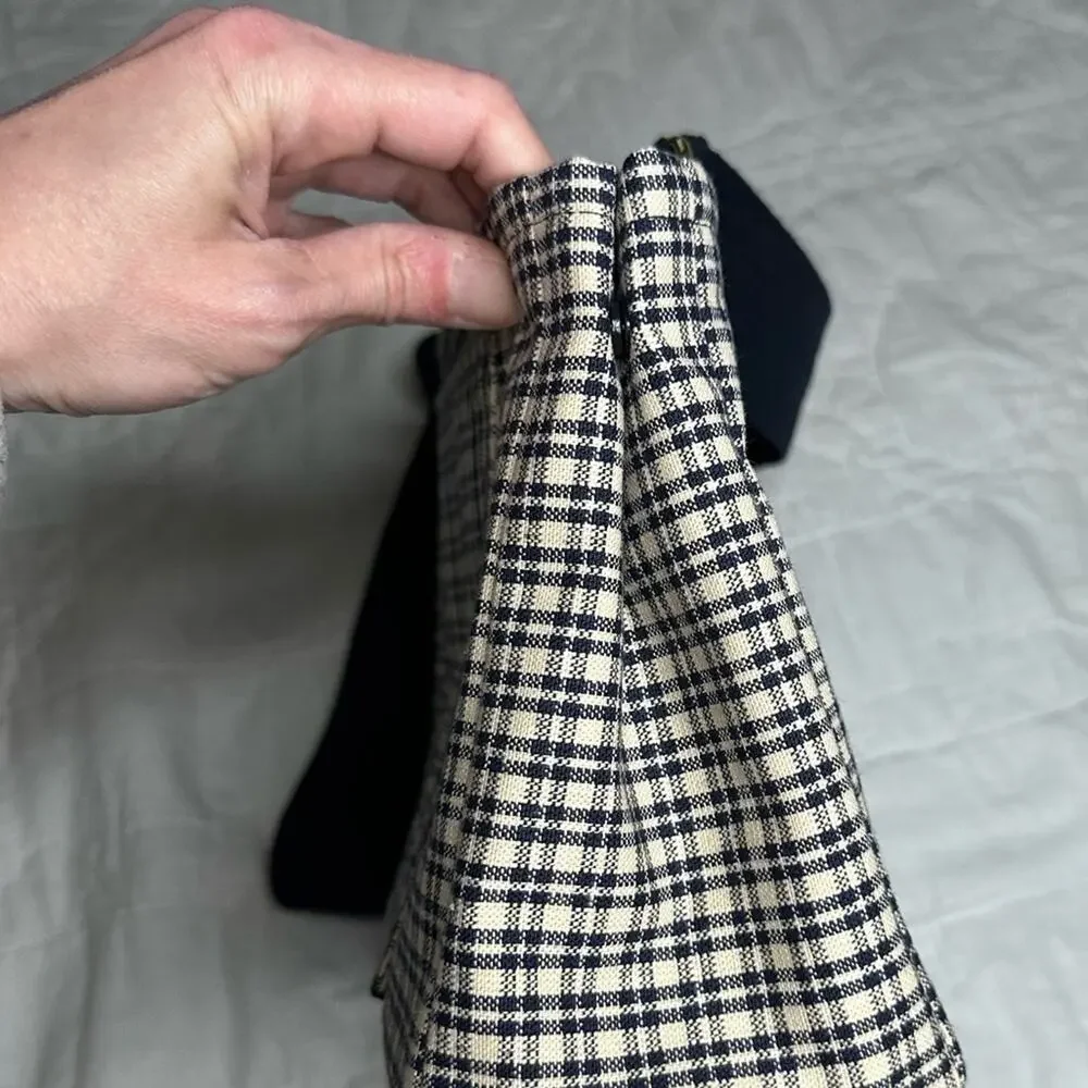 Black and tan purse plaid handmade bag crossbody cotton
